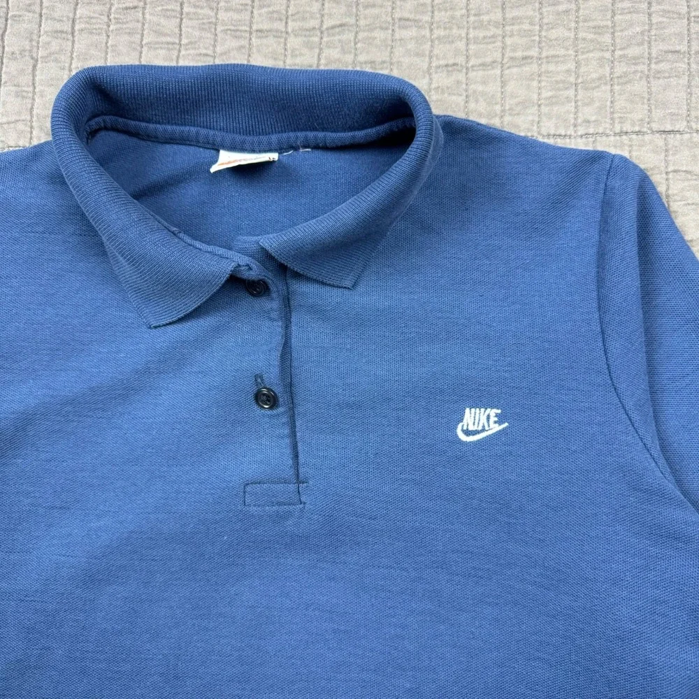 True Vintage Nike Shirt Men Small Blue‎ Polo Sportswear 70s 1970s Made In USA